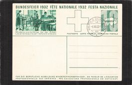 FDC Bundesfeierkarte,stehende Frauen Stickerei,gel.1.Vlll.32