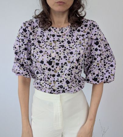 Bluse floral lila Grösse 34 100% Bio-Baumwolle