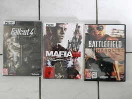 3x PC Games DVD Fallout 4, Mafia 3, Battlefield Hardline