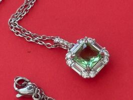 Luxus Elegante Zirkonia Kette Farbe : Silber weiss Grün