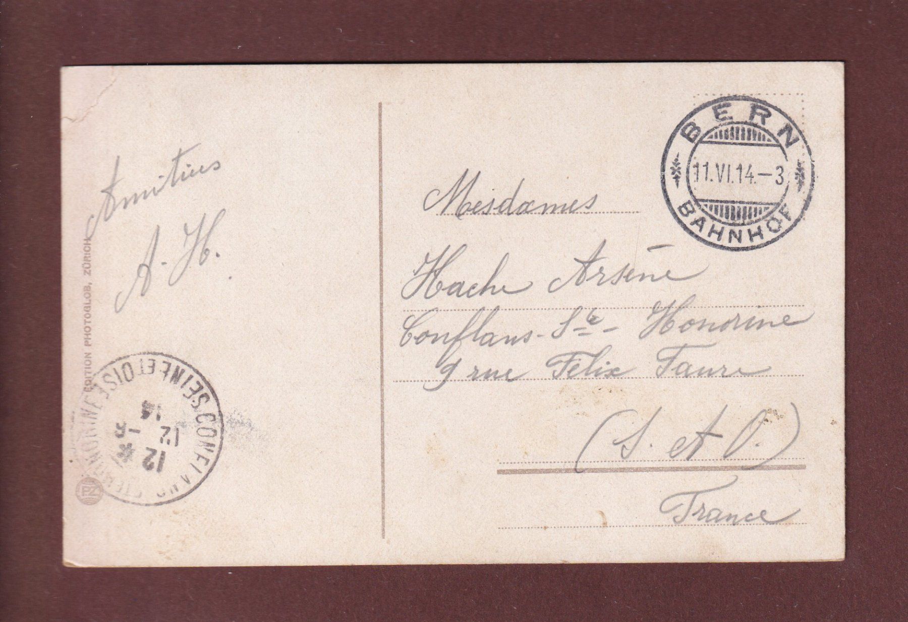 Cartoline postali: BERN - Obstbergquartier - Nydeckbrücken - 1914 – Usato da Pully venduto da nicecards 1