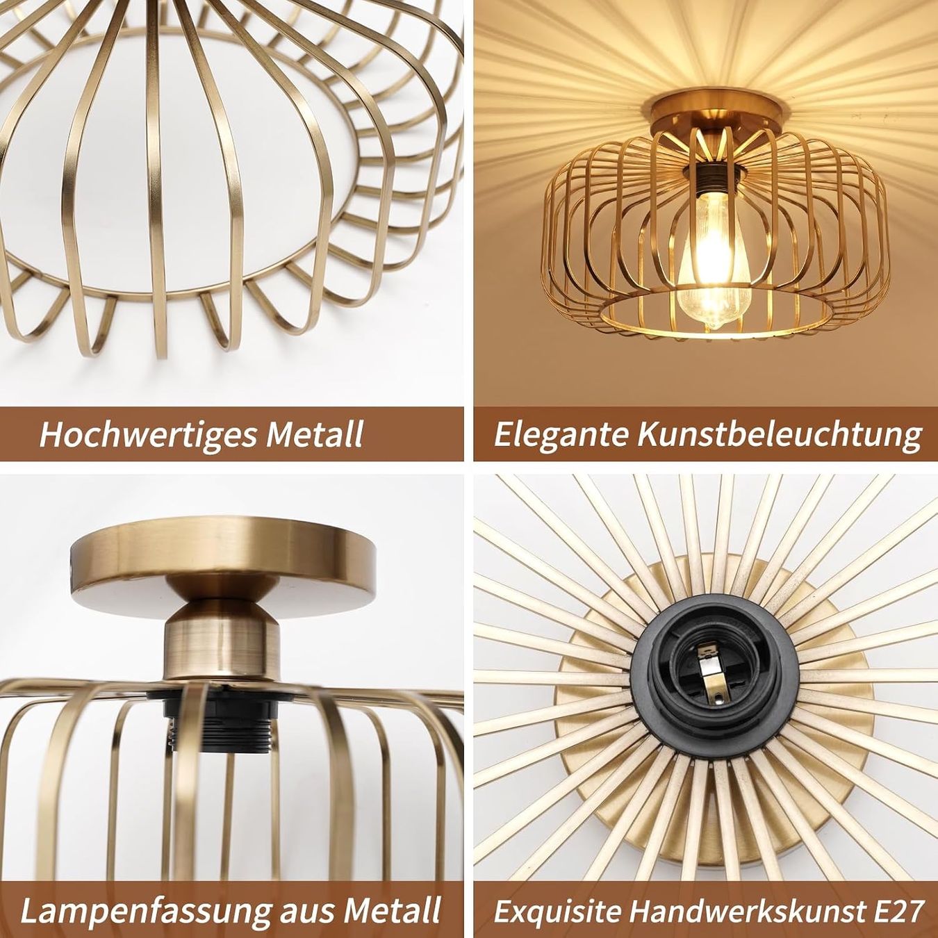 Lustres & lampes de plafonds: Vintage Deckenlampe Metall Gold E27 – Neuf avec emballage d'origine à Gossau ZH par amzbud 5