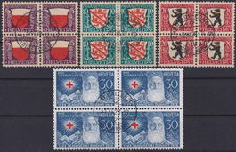 PJ 1928 Viererblöcke gestempelt, Kat: 140.-