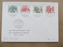Brief FDC 1984 (Volksbräuche) aus MH (teils ungezähnt)