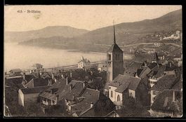 AK St-Blaise, Vue générale avec église et lac