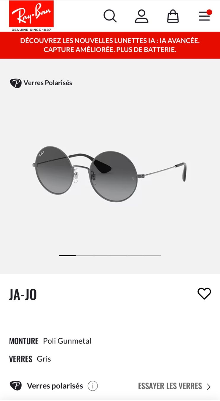 Ray-Ban Occhiali & Lenti: Lunettes de soleil Ray-Ban Ja-Jo – Usato da Bulle venduto da Math2601 3