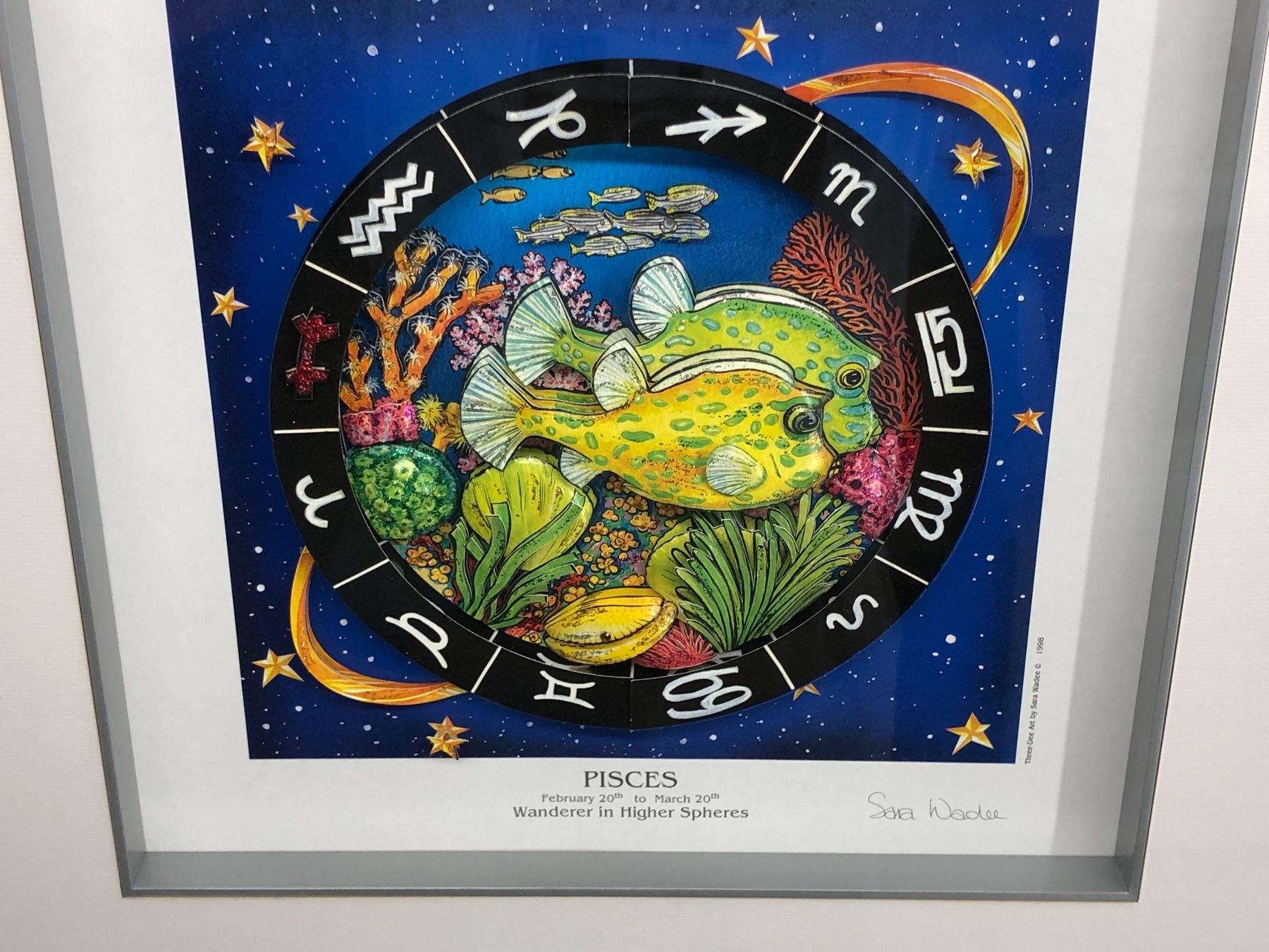 Dipinti: 3D Bild / Sternzeichen Fische / 40x40cm - Silber – Nuovo e nell'imballaggio originale da Bergdietikon venduto da Garak 3