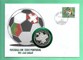 2004 : Fussball-EM Münzbrief Liberia 5 Dollars