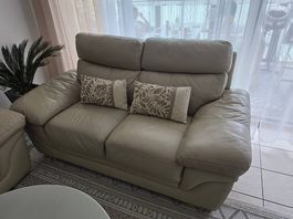 Canapé 7 places cuir beige bon état 140cm