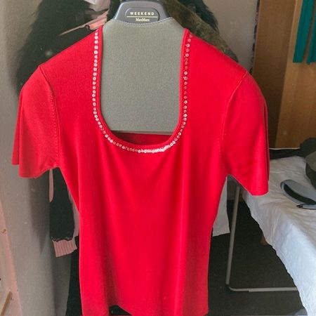 Feinstrick Shirt Gr. 36/38 aus Viskose mit Pailletten