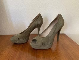 MAX SHOES - Wildleder Peeptoes khaki 39