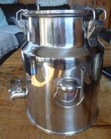 Sehr schönes Milchkesseli 3 Liter, Edelstahl mit Ablasshahn