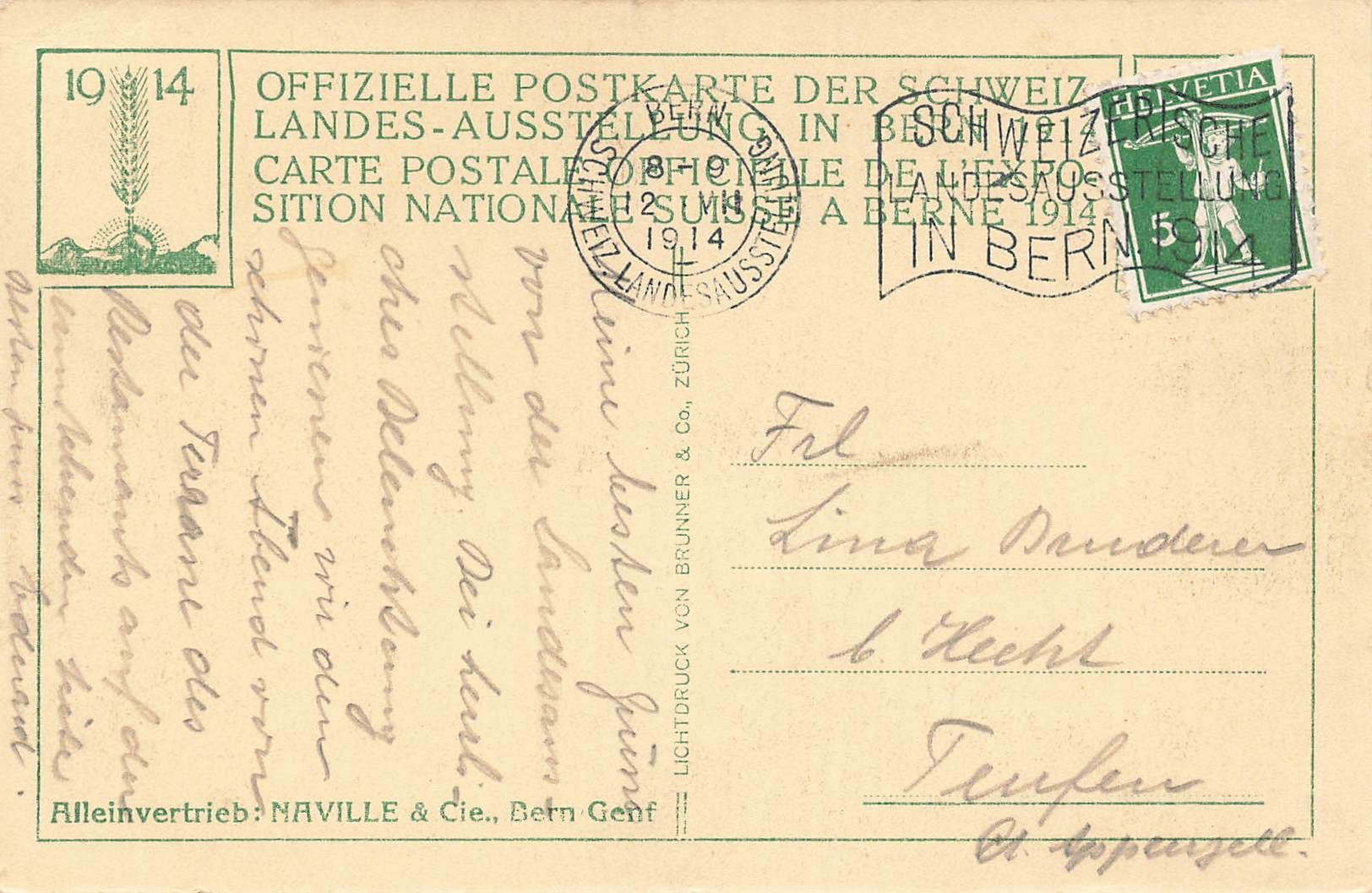 Cartoline postali: Bern expo 1914 – Usato da Biasca venduto da Blenio71 1