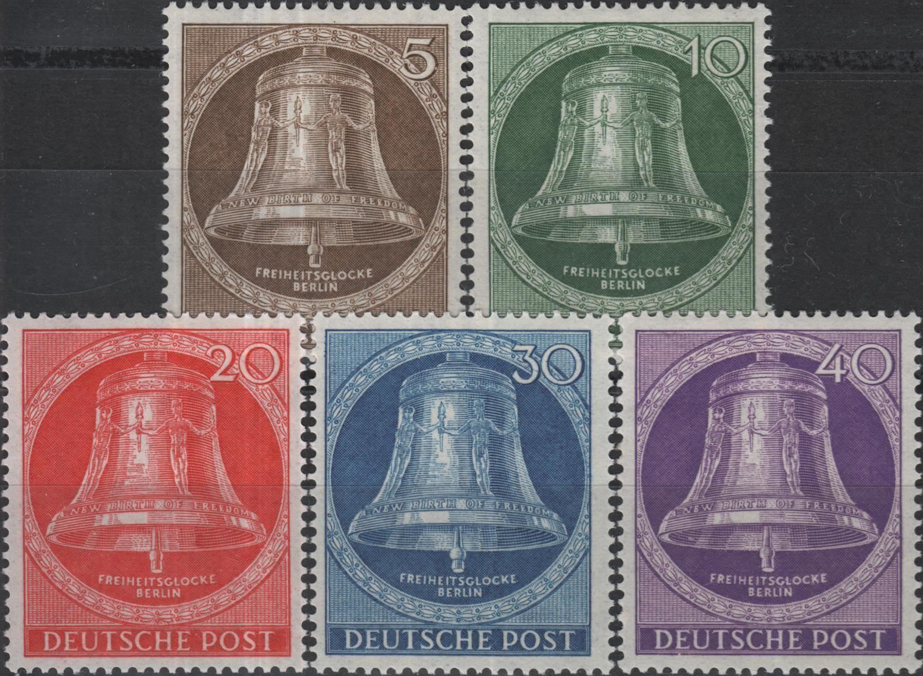 Tutti i francobolli: Berlin 101-105 Einweihung Freiheitsglocke Klöppel Mitte ** – Nuovo (secondo la descrizione) da Berlin venduto da philakontor