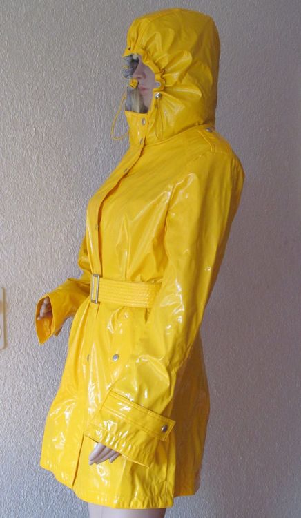 gelber Designer Lackmantel Regenmantel von Michael Kors (Neu
