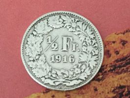 1/2 Franken 1916 -ss, nur 0,8 Mio!