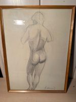 Dessin académique ancien, nud masculin, en créions  signe