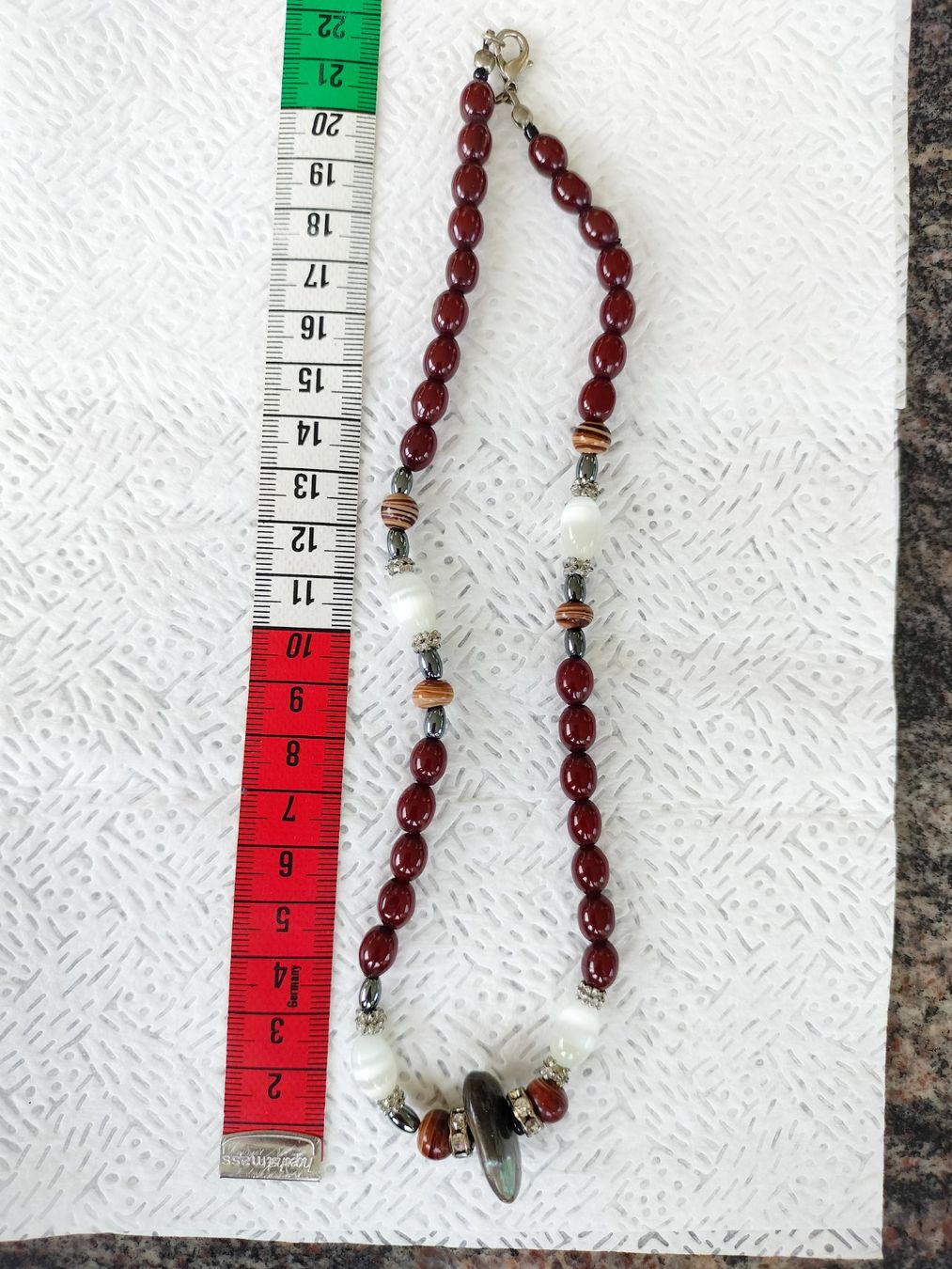 Catenine: Collier jaspe rouge brun, hématite, perle... – Usato da Cortaillod venduto da rozinna 3