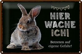 Blechschild-KANINCHEN-HIER WACHE ICH