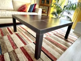 Coffee table, aus Holz mit echtem Leder bespannt