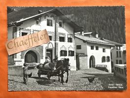 Alte Ansichtskarte Scuol-Schuls mit Pferdefuhrwerk, Engadine