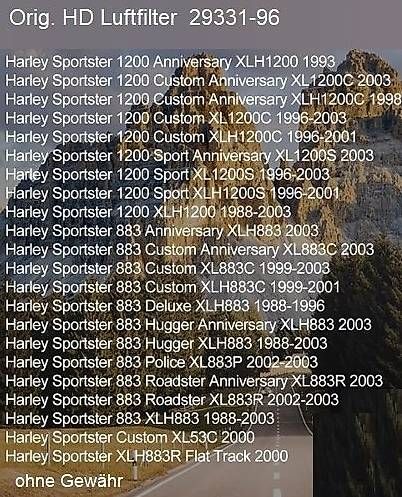 Alle Motorradersatzteile: Harley Davidson Luftfilter HD 29331-96  Neu – Neu und originalverpackt aus Klingnau von 4winde 4