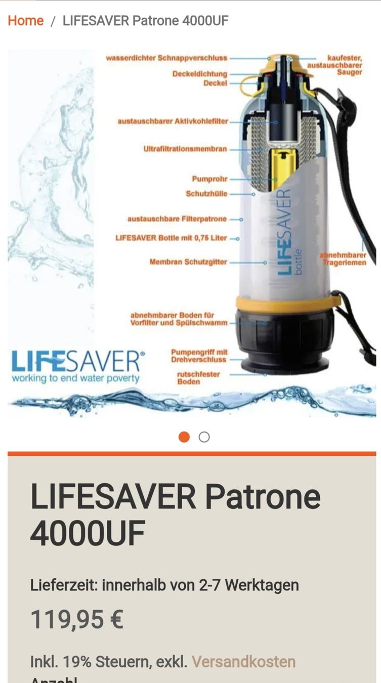 Sanitari: Wasser Filter/Aufbereiter - Livesaver Bottle – Nuovo e nell'imballaggio originale da Merenschwand venduto da palin33 1