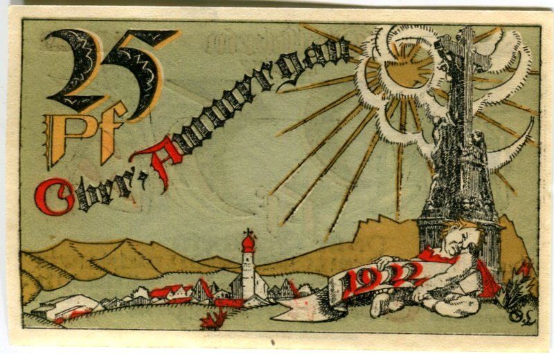 Banconote: Notgeld "25 Pfennig. Oberammergau 1921" – Usato da Basel venduto da Butsch5 1