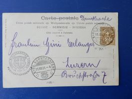 1901, Eidg. Schützenfest Luzern, offizielle Postkarte gelauf