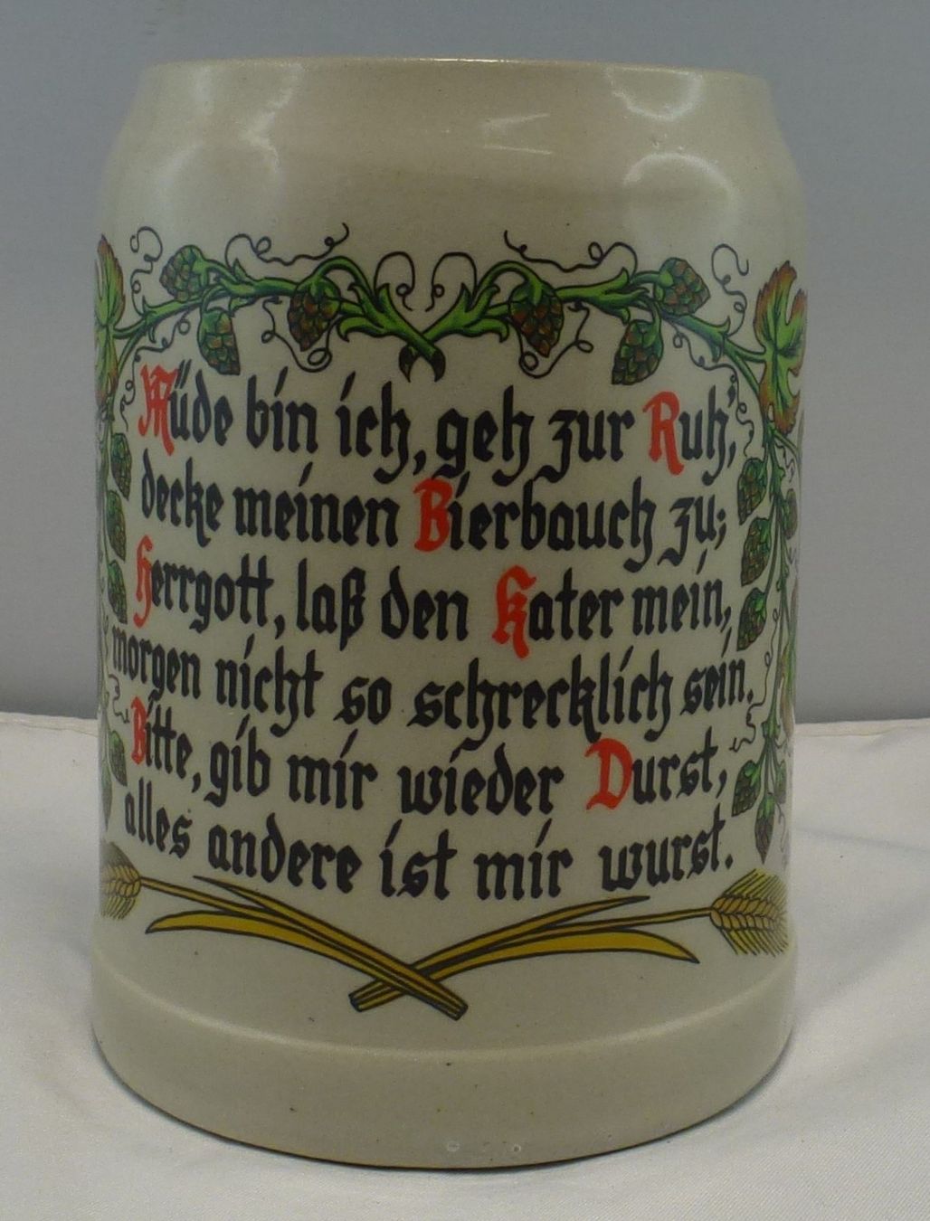Bicchieri: Bier-Humpen Spruch (Müde bin ich) – Usato da Murgenthal venduto da B.StM 1