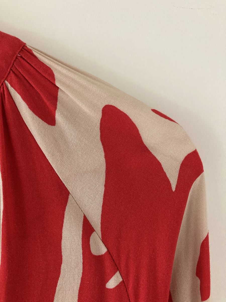 H&M Blusen: Damen Bluse rot beige gemustert Langarm – Gebraucht aus Zürich von Timbera 2