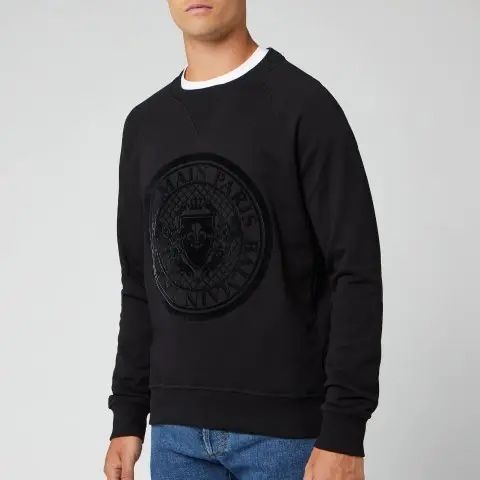 Balmain Maglioni & Felpe: Balmain Flocked Coin Crest Logo Sweatshirt Pulli Black – Usato da Münchenstein venduto da B771 2