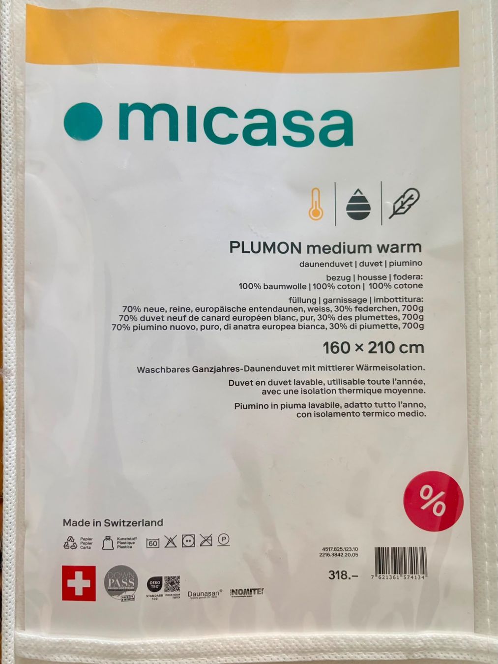 Micasa Coperte: 2x Daunendouvet – Nuovo e nell'imballaggio originale da Zürich venduto da nad_6bbm 1