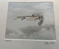 Radierung / Flugobjekt von Bernd Hauck 1989       (ID S304)