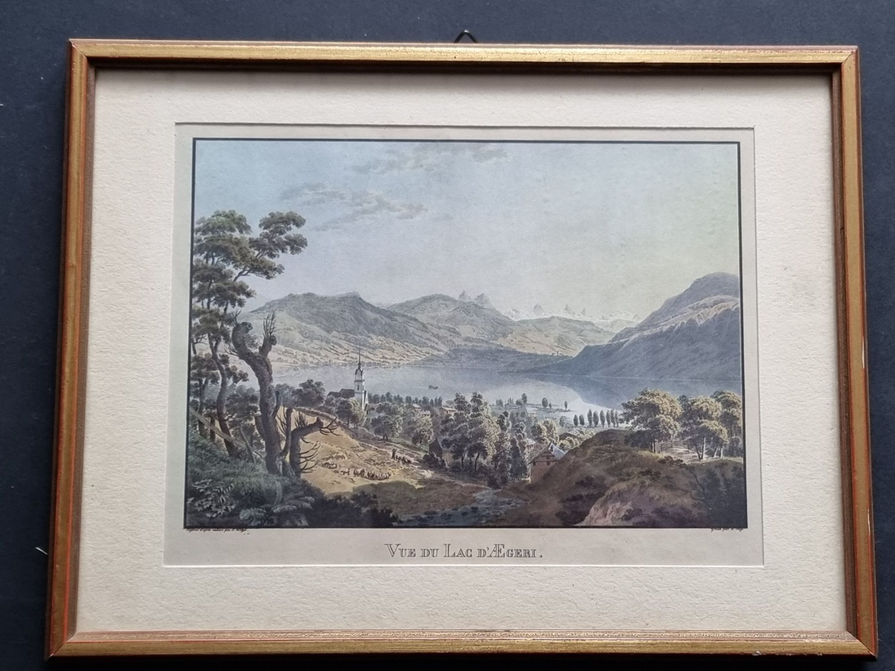Incisioni: AEGERISEE  MIT RAHMEN STICH 25X19CM – Usato da Gersau venduto da grafik-kunst