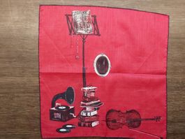 Taschentuch rot Motiv Musikinstrumente