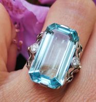 Antiker Aquamarine Ring &Diamanten 585 Weissgold Zertifikat✨