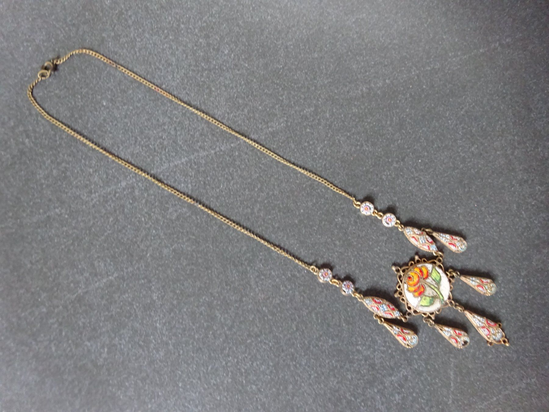 Catenine: Jugendstil Mikromosaik Kette – Usato da Esslingen venduto da FetteSchnecke 3