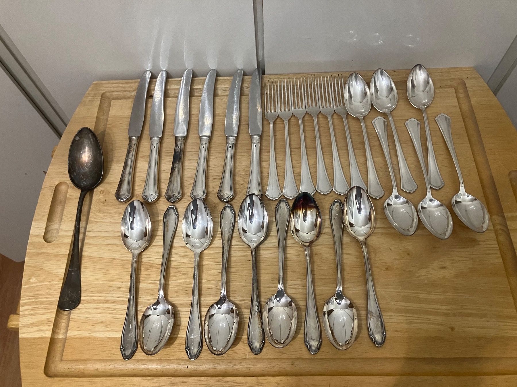 Bestecksets: Silberbesteck Set  Messer Gabel Löffel – Gebraucht aus Frick von  1