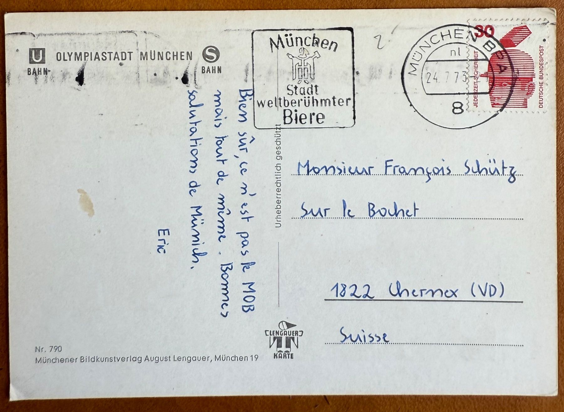Cartes postales: München - Olympiastadt - Bahn 1972 – D'occasion à Lutry par Ediego 1