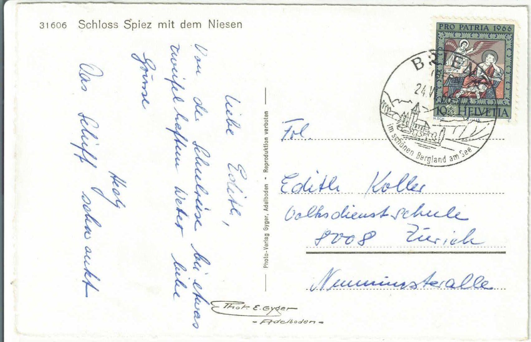 Cartoline postali: Spiez - Schloss im Frühling – Usato da Ettingen venduto da Kartenplanet 1