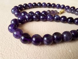 Echte Amethyst Kette/Halskette violett - 43 cm.