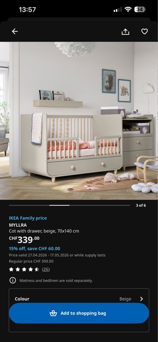 Ikea Letti: NEVER USED Baby bed – Nuovo (secondo la descrizione) da Glattpark(Opfikon) venduto da ket_gq77