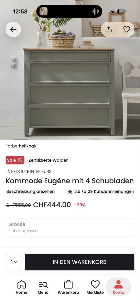 La Redoute Kommoden: Kommode grün/grau 4 Schubladen – Gebraucht aus Horgen von xjulialunax 3