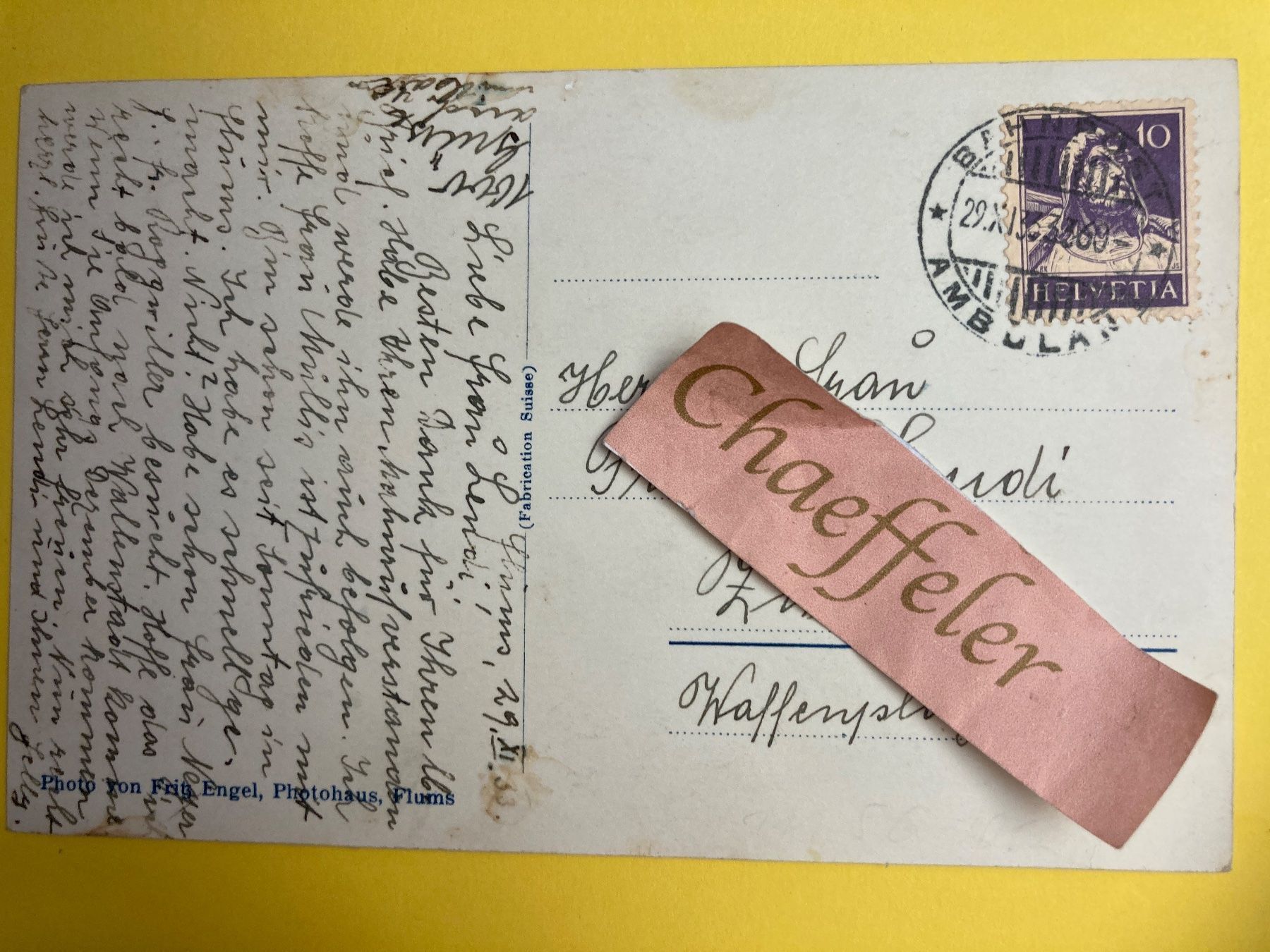 Cartes postales: 1933 Flums. Blick v. Kleinberg – D'occasion à Zürich par Chaeffeler 1