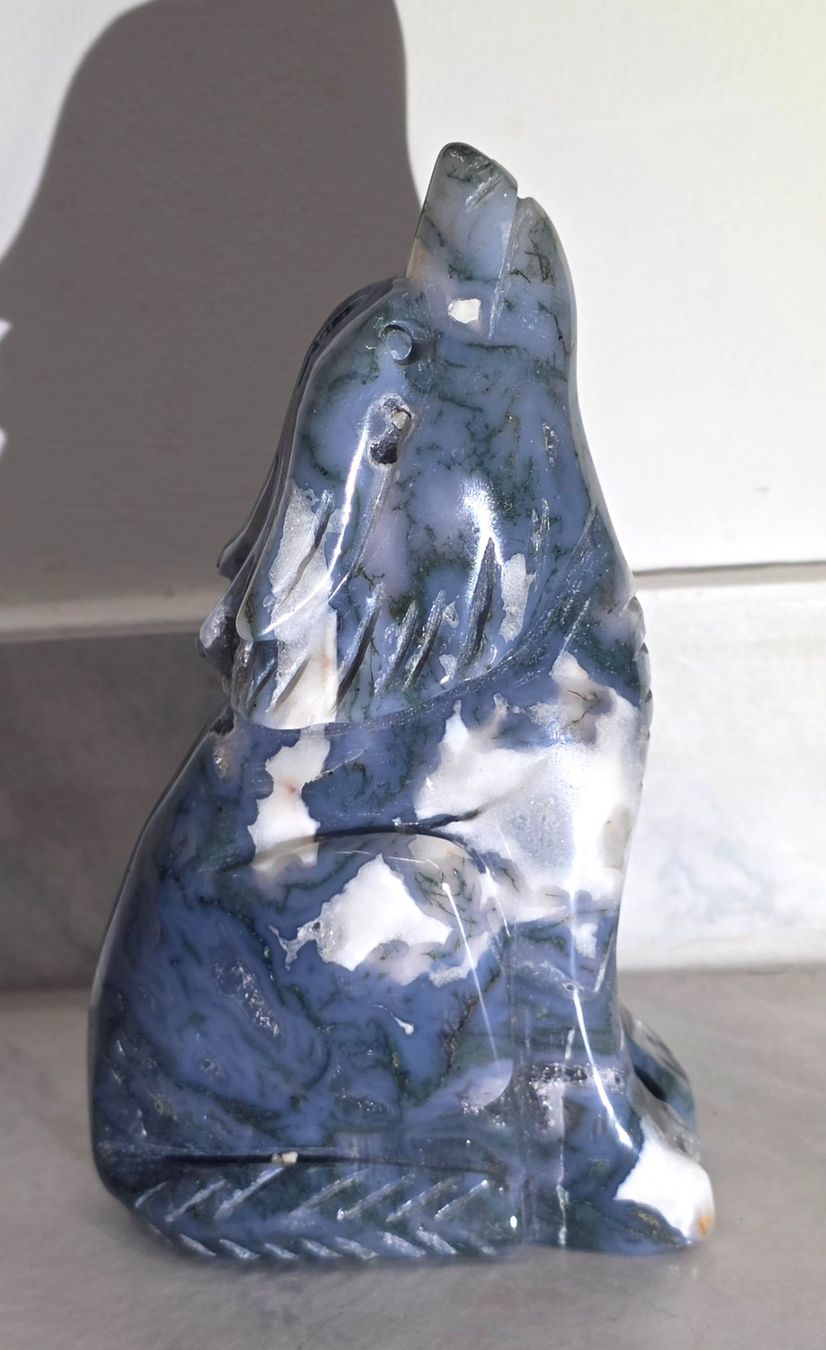 Minerali & Pietre curative: Blauer Moosachat Wolf 560g – Nuovo e nell'imballaggio originale da Matzingen venduto da Shay_Crystalz