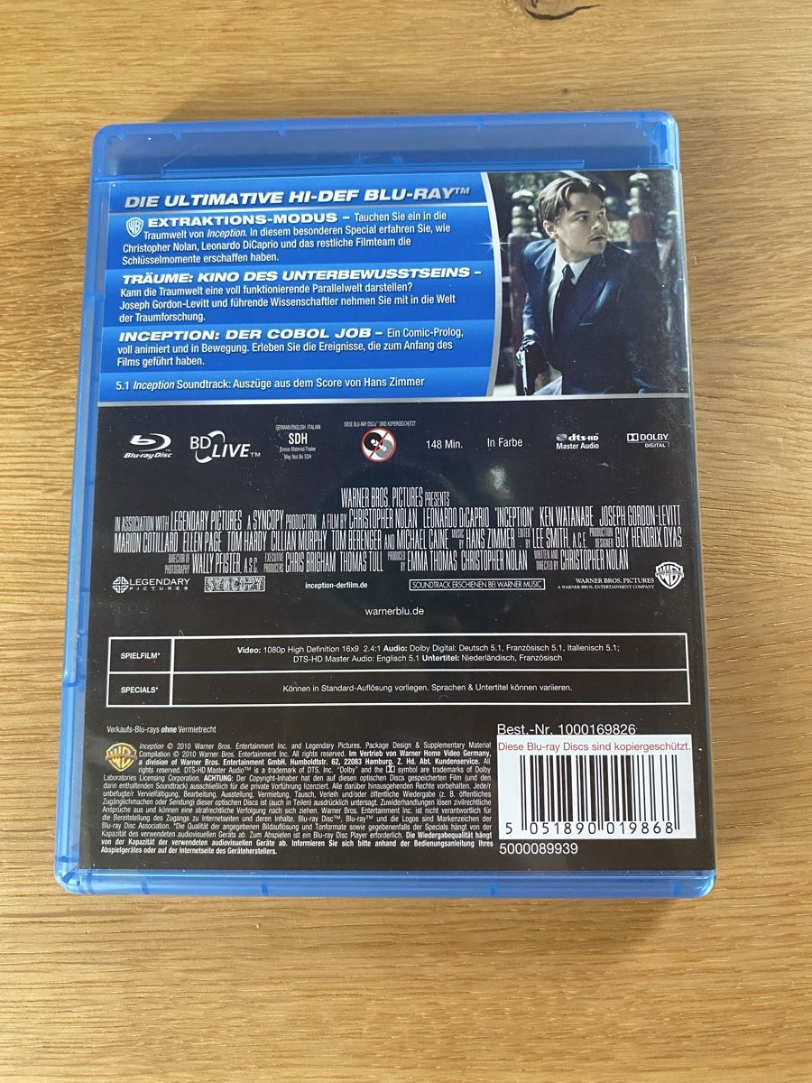 Tutti i DVDs: Inception / Bluray / Christopher Nolan, Leonardo di Caprio – Usato da Herzogenbuchsee venduto da Christen3 1