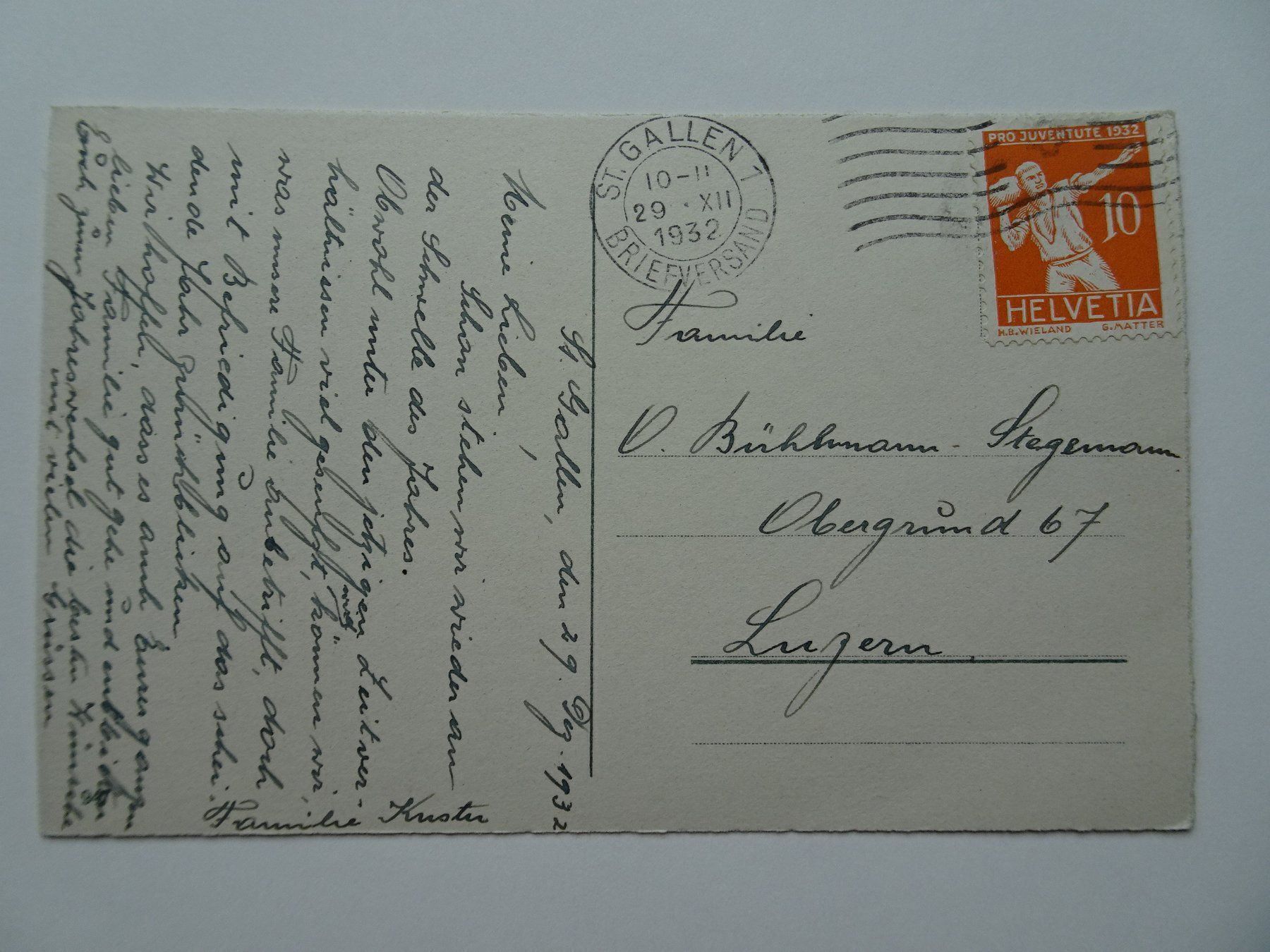 Ansichtskarten: 1932 – Gebraucht aus Aadorf von Chnorli-Furz 1