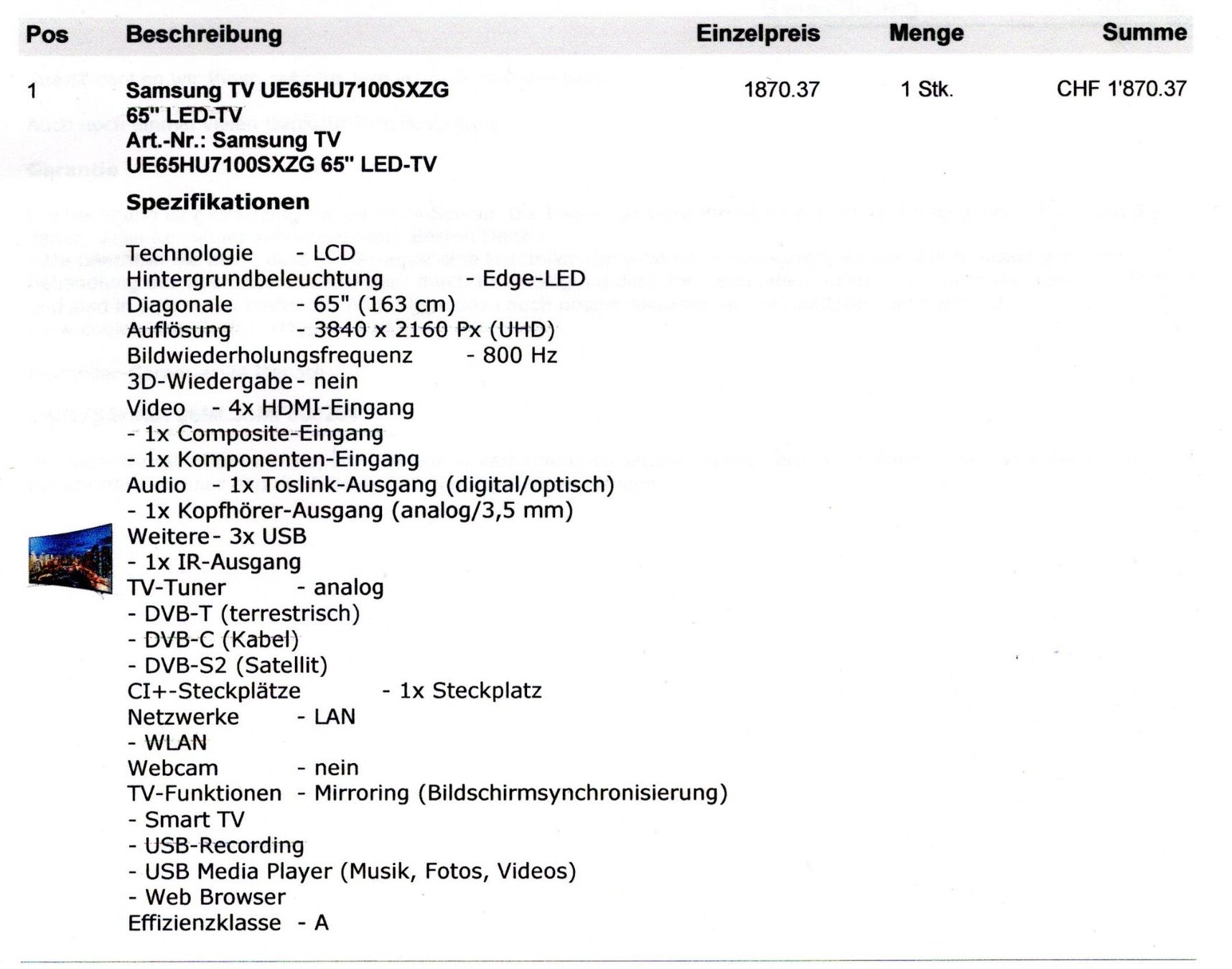 Samsung Televisori: Samsung 65" LED-TV – Usato da Davos Dorf venduto da et24371 5