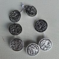 7 Trachtenknöpfe Sujet Giraffe, Metall silberfarben